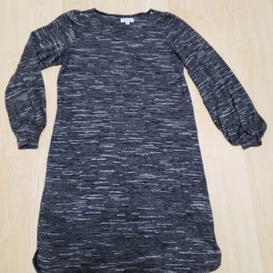 🍁Max Studio Black Gray Puff Sleeve Dress